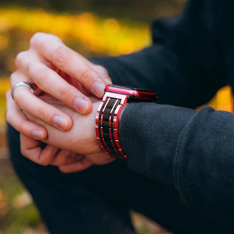 TruWood The Classic Apple Watch Band - Red / Black Sandalwood