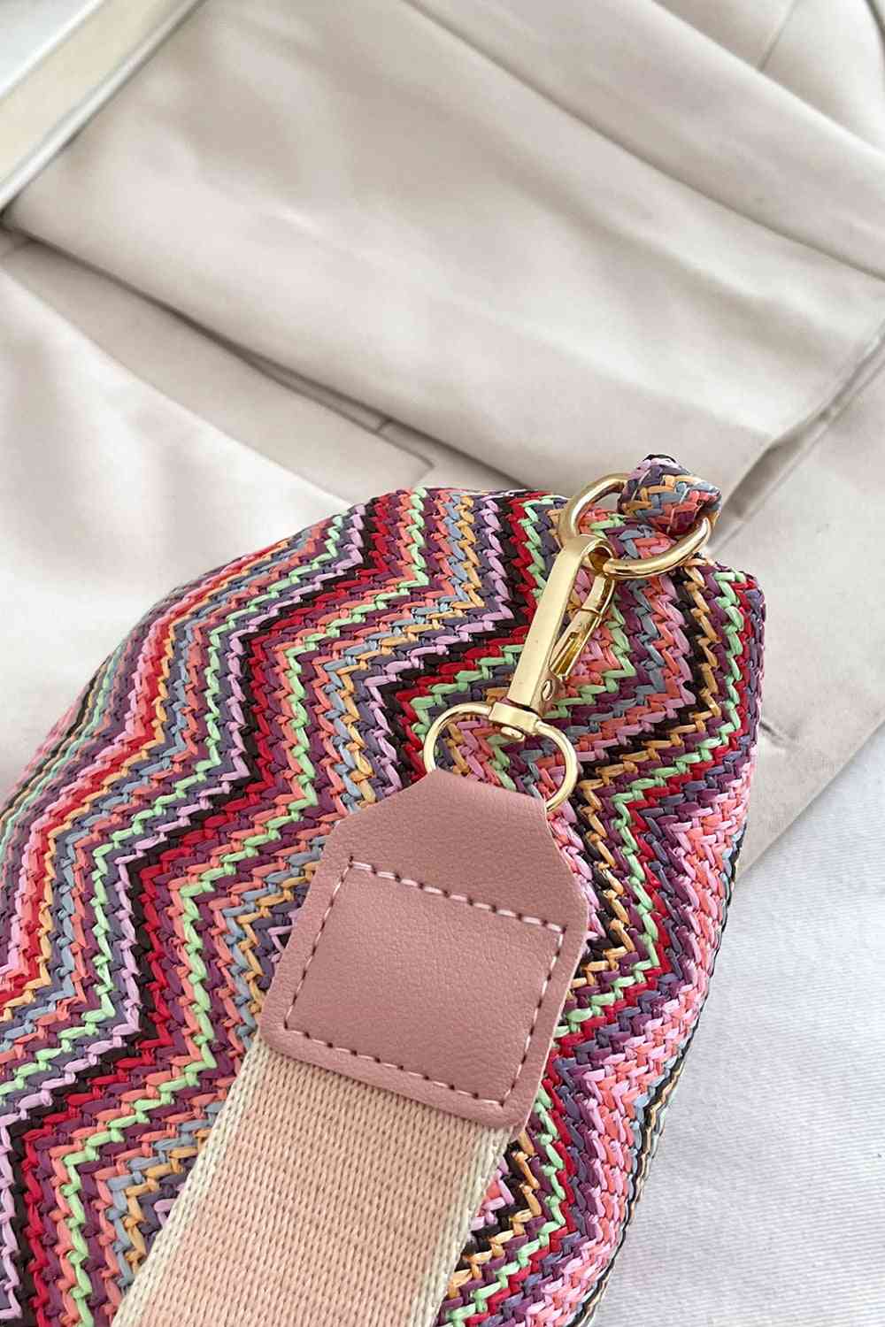 Adored Chevron Straw Sling Bag