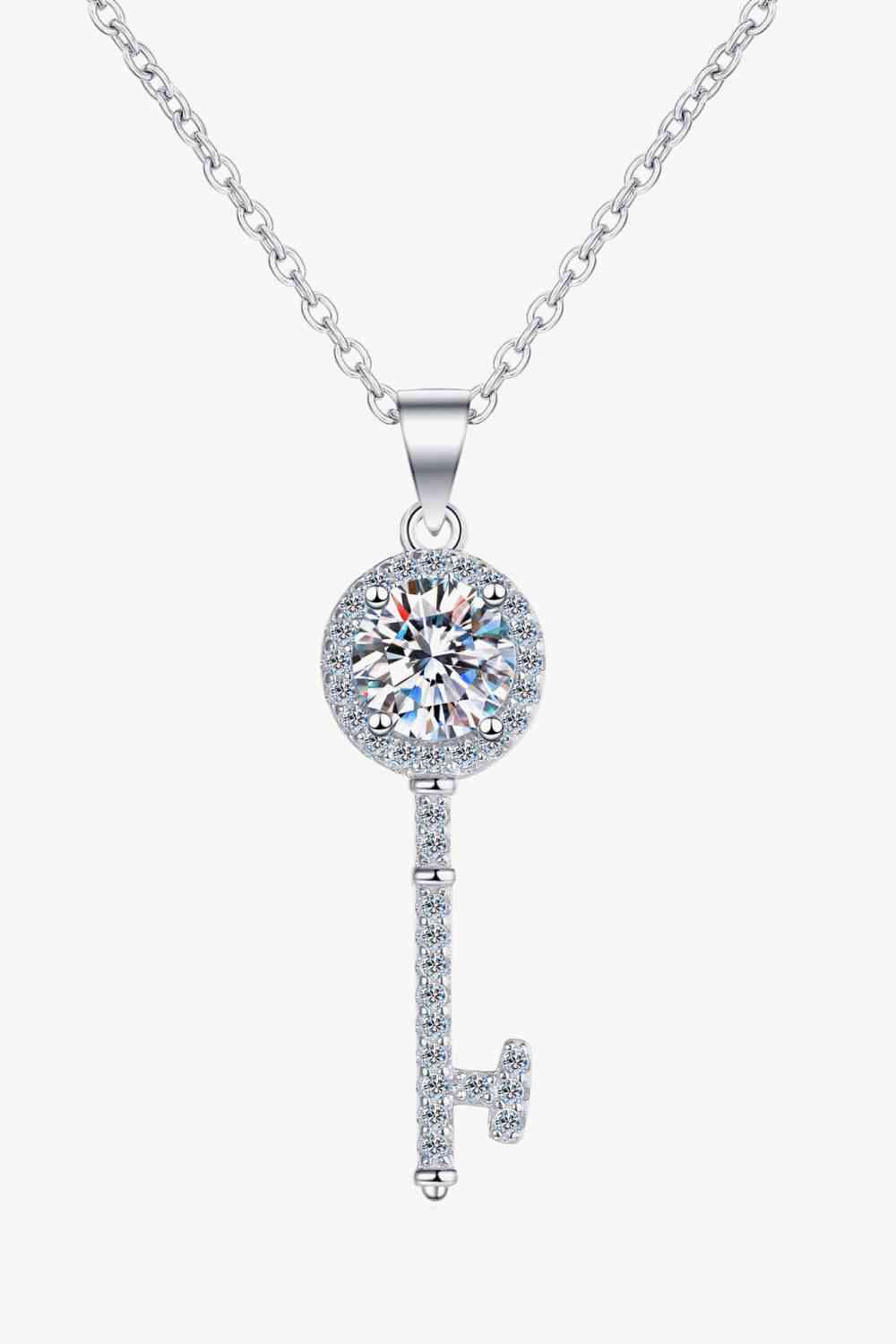 Adored Moissanite Key Pendant Necklace