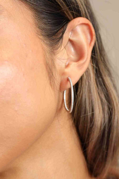 Adored Inlaid Moissanite 925 Sterling Silver Hoop Earrings