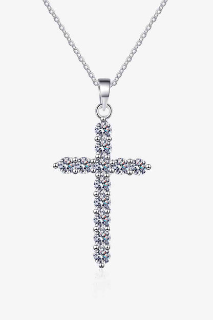 Adored 925 Sterling Silver Cross Moissanite Necklace